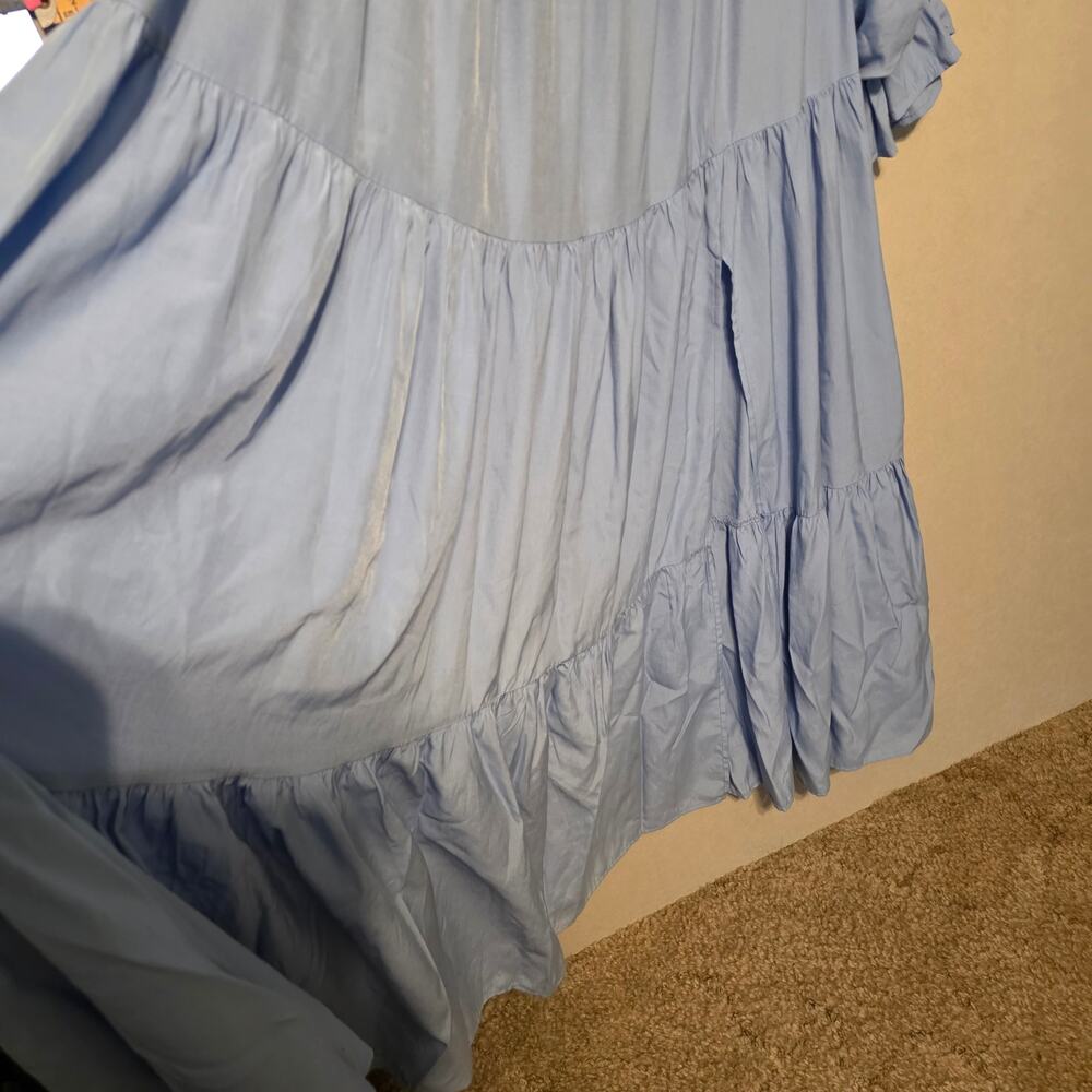 Zesica light blue off-shoulder long sleeve smocked tireed maxi dress size L - Picture 4 of 4